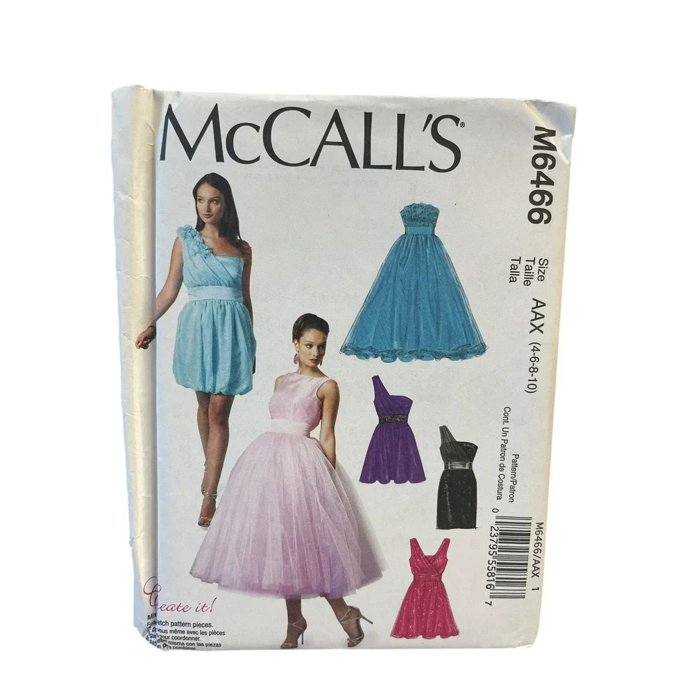 McCall's M6466 Dress Pattern Misses Size 4-10 Multi-Color Formal Retro Uncut